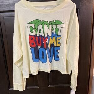 Can't Buy Me Love Long Sleeve Band Crop Top Women's Size XL Beatles